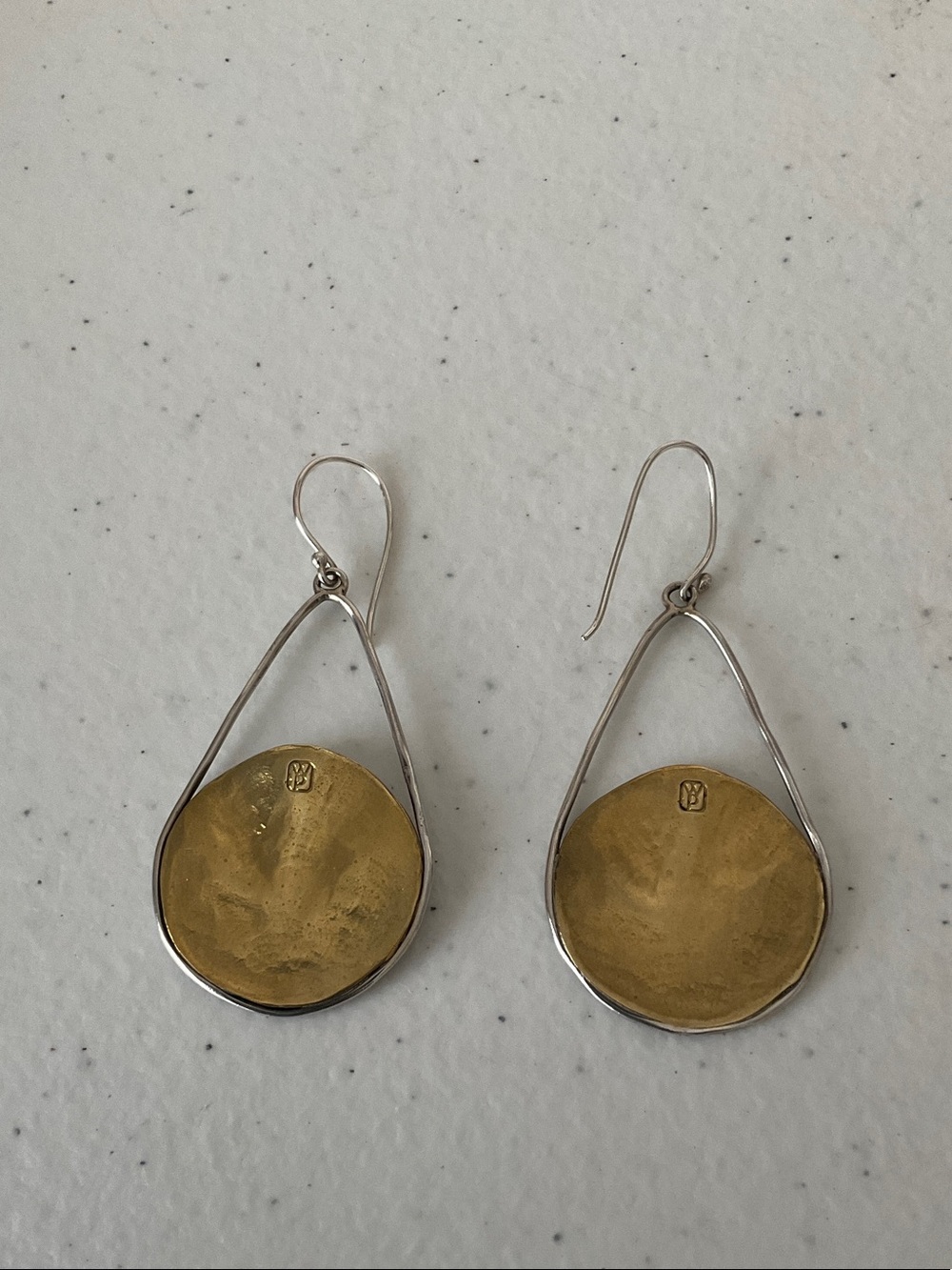 Waxing Poetic Gold & Silver Teardrop Disc Earrings